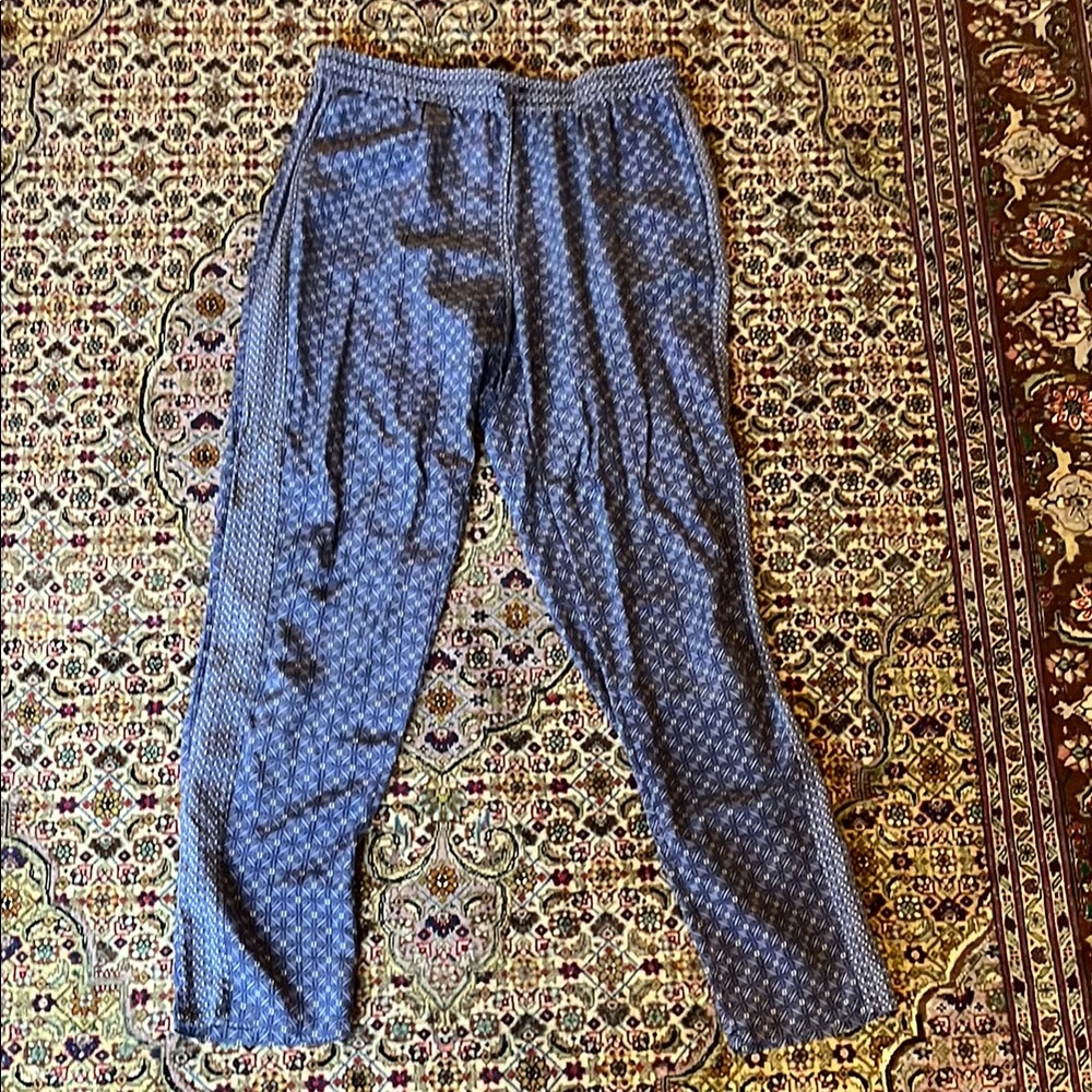 Women’s Blue Patterned Silk Pants